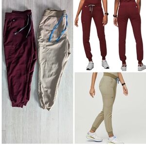 Figs 2 pants set Zamora joggers burgundy sandstone XL